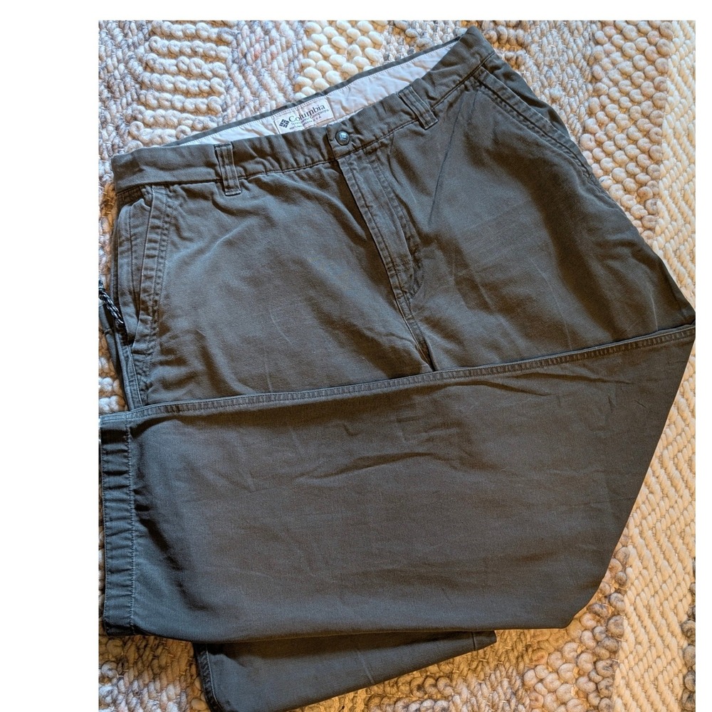 Columbia Mens Canvas Utility Pants Olive Green Hiking Work Trousers 32x29